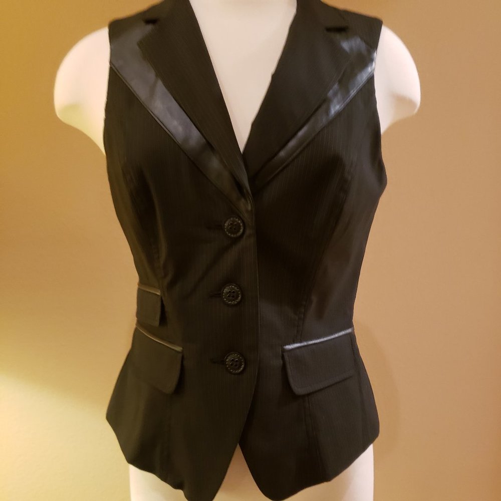 bebe Black Pinstripe Vest Size M